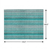 9' X 12' Teal And Gray Striped Shag Washable Area Rug With UV Protection - HomeRoots - Flyclothing LLC