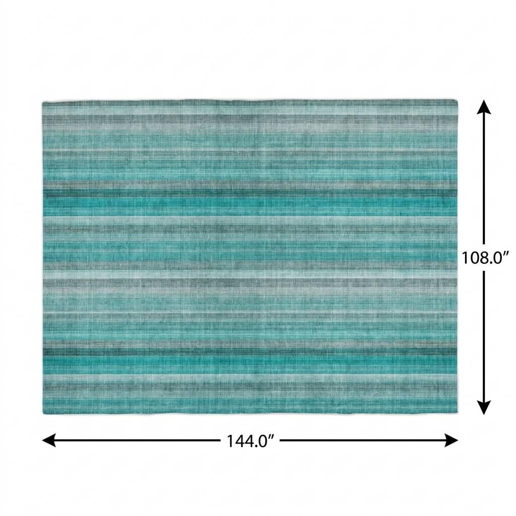 9' X 12' Teal And Gray Striped Shag Washable Area Rug With UV Protection - HomeRoots - Flyclothing LLC