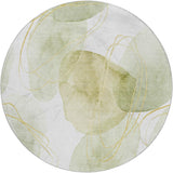 8' Green And Gold Abstract Shag Washable Round Rug With UV Protection - HomeRoots - Flyclothing LLC