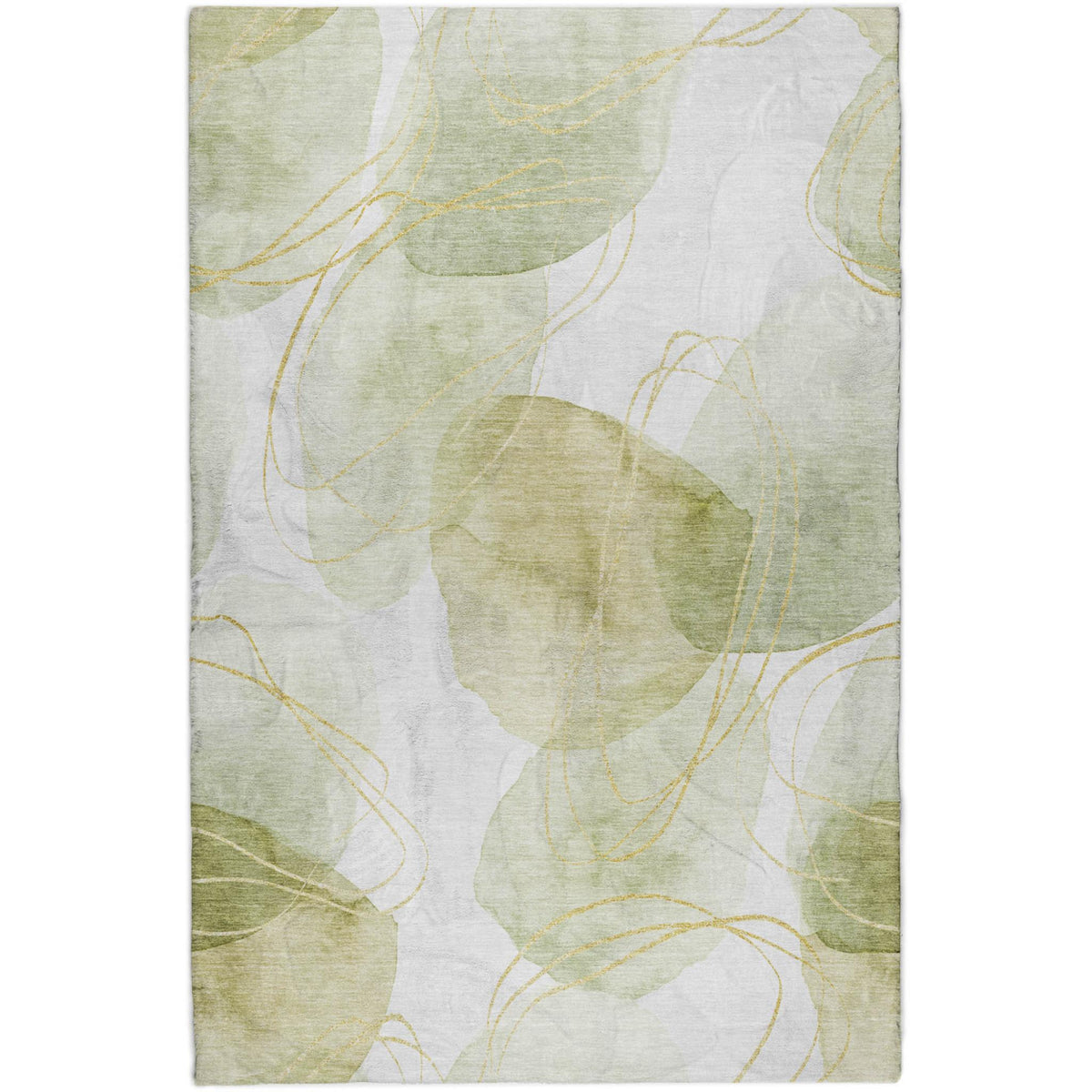 9' X 12' Green And Gold Abstract Shag Washable Area Rug With UV Protection - HomeRoots - Flyclothing LLC