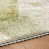 9' X 12' Green And Gold Abstract Shag Washable Area Rug With UV Protection - HomeRoots - Flyclothing LLC