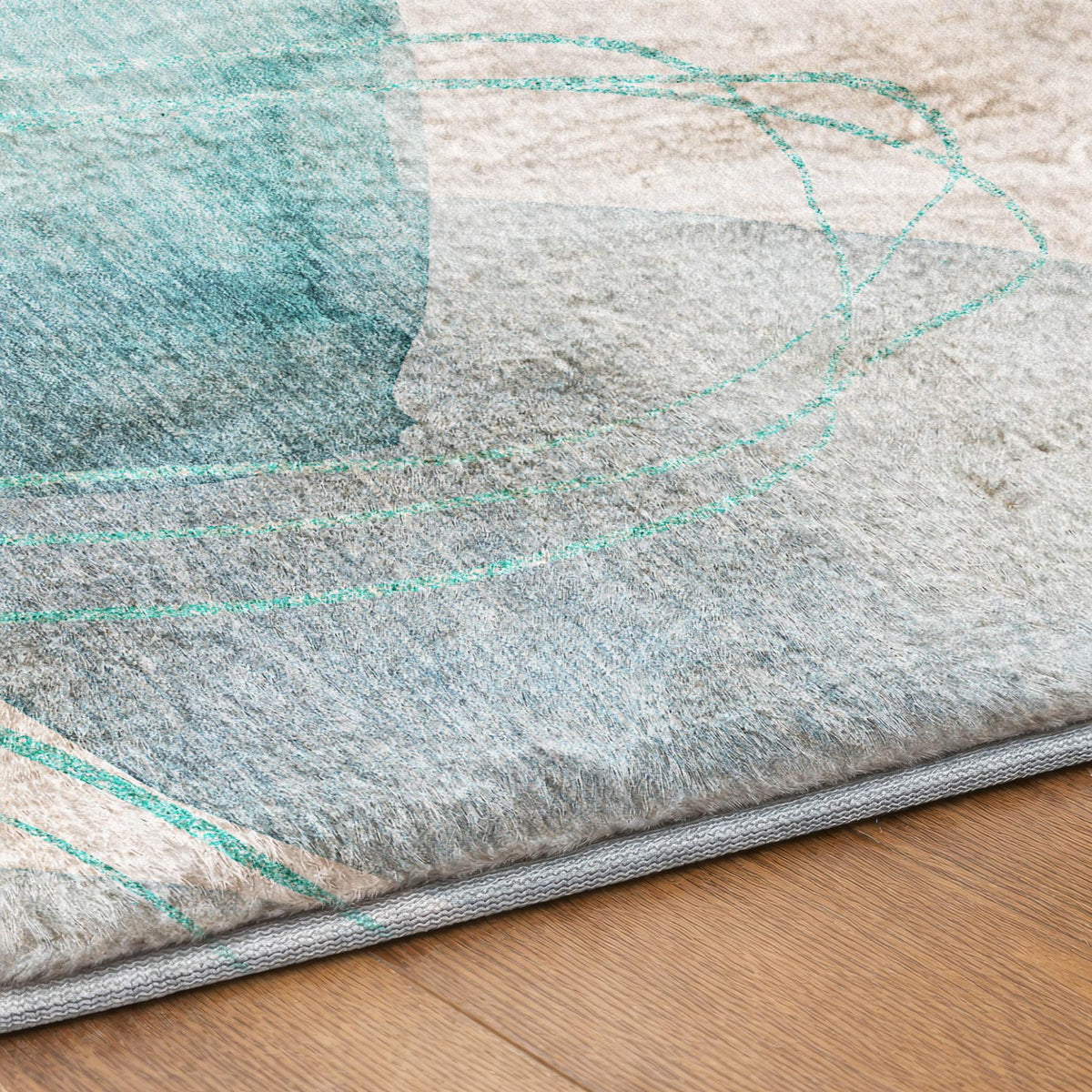 3' X 5' Teal And Blue Abstract Shag Washable Area Rug With UV Protection - HomeRoots - Flyclothing LLC