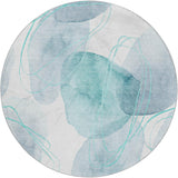 8' Teal And Blue Abstract Shag Washable Round Rug With UV Protection - HomeRoots - Flyclothing LLC