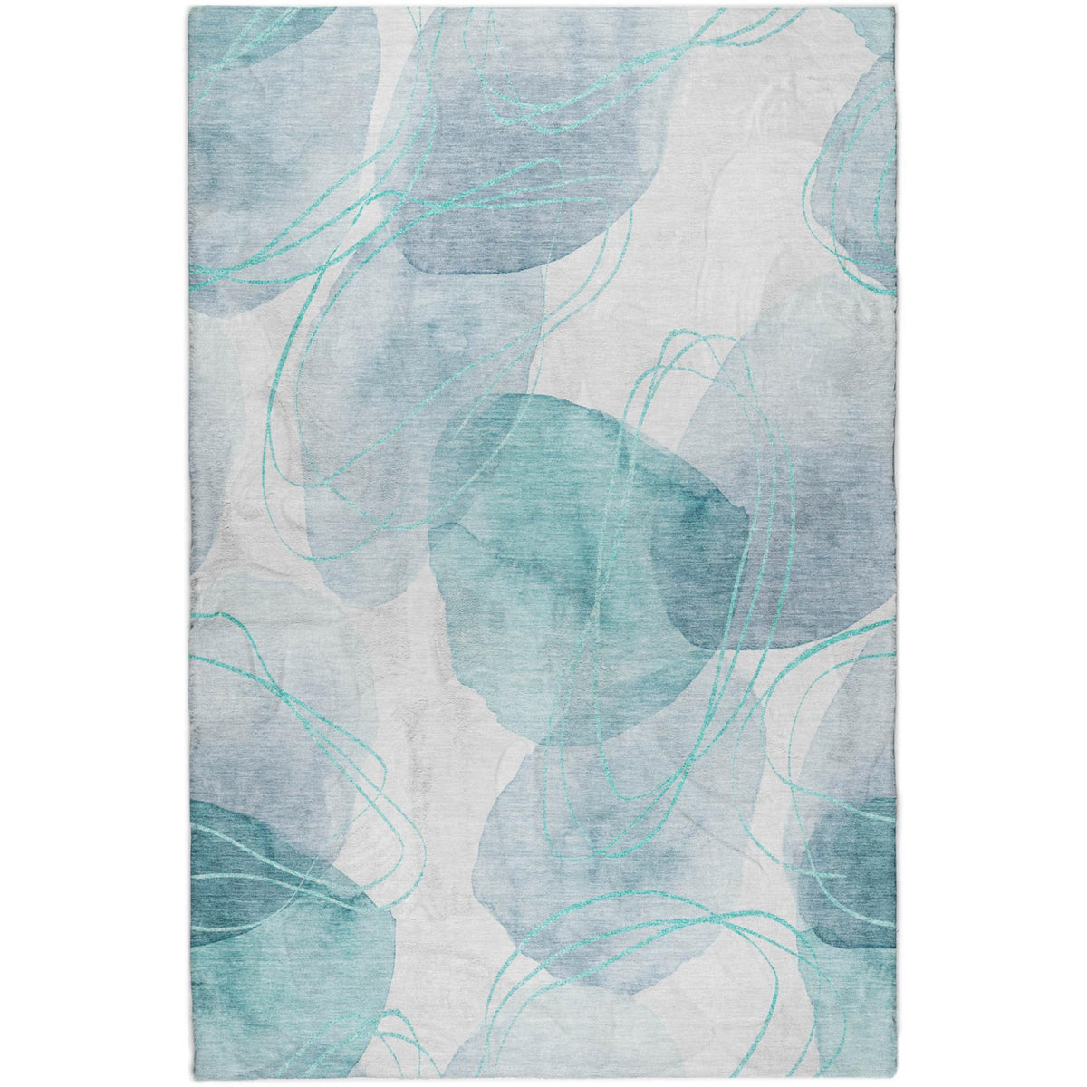8' X 10' Teal And Blue Abstract Shag Washable Area Rug With UV Protection - HomeRoots - Flyclothing LLC