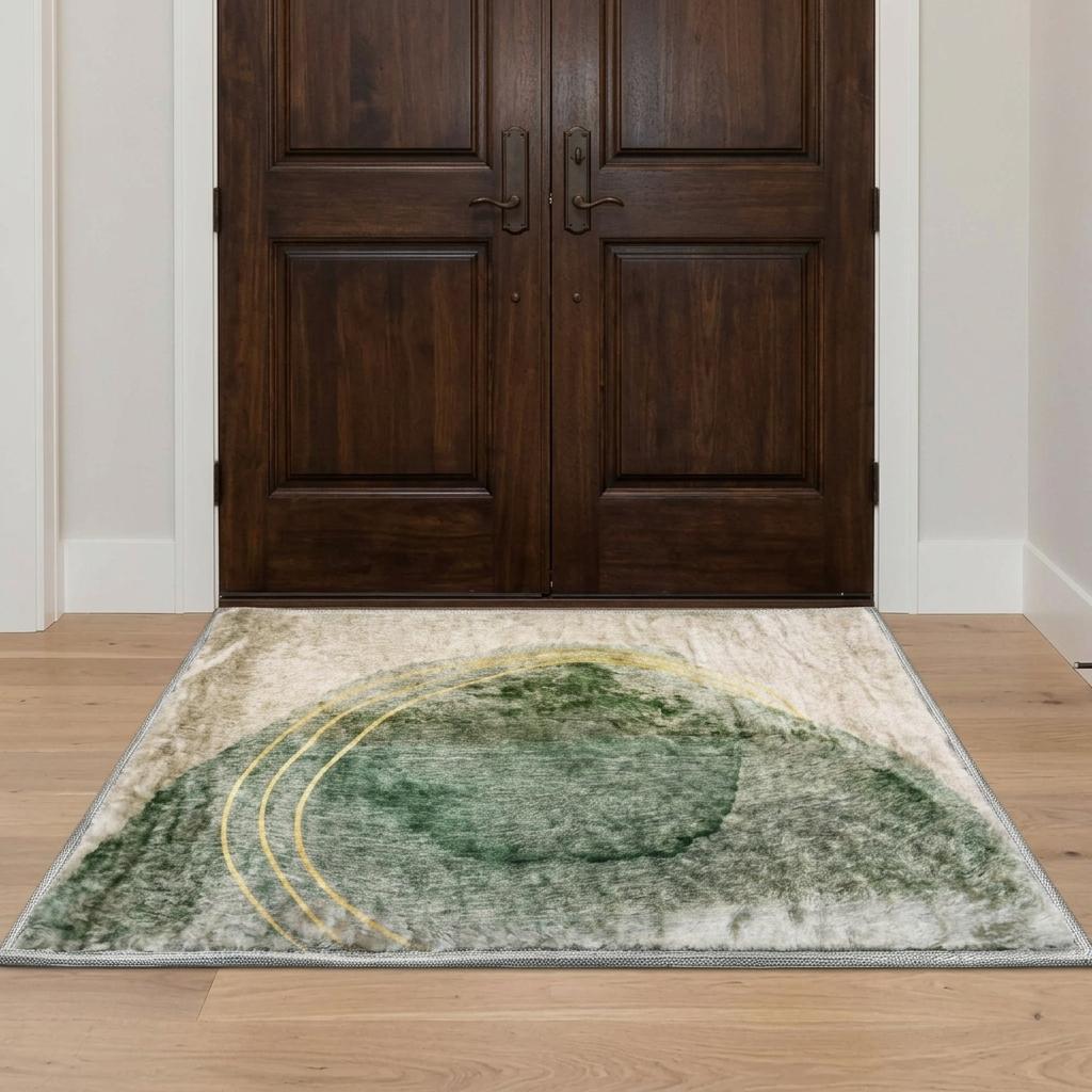 3' X 5' Beige And Copper Abstract Shag Washable Area Rug With UV Protection - HomeRoots - Flyclothing LLC