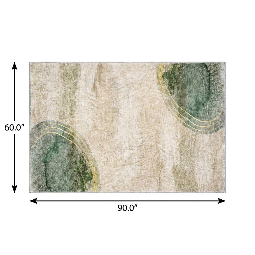 5' X 8' Beige And Copper Abstract Shag Washable Area Rug With UV Protection - HomeRoots - Flyclothing LLC