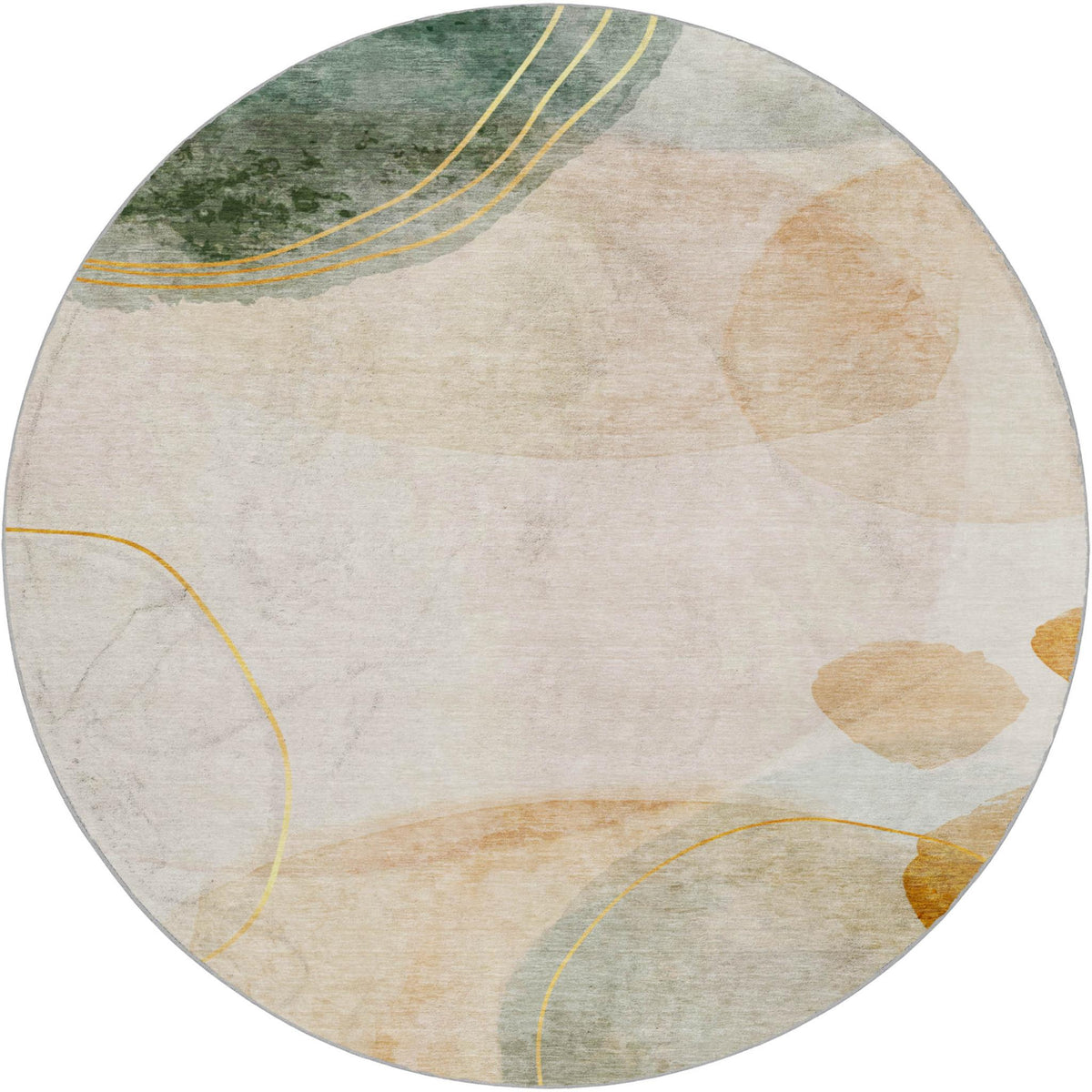 8' Beige And Copper Abstract Shag Washable Round Rug With UV Protection - HomeRoots - Flyclothing LLC