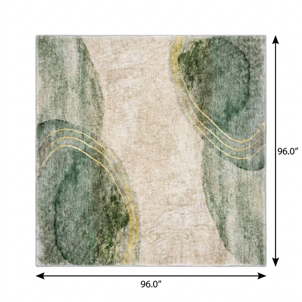 8' Beige And Copper Abstract Shag Washable Round Rug With UV Protection - HomeRoots - Flyclothing LLC