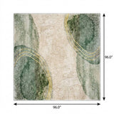 8' Beige And Copper Abstract Shag Washable Round Rug With UV Protection - HomeRoots - Flyclothing LLC