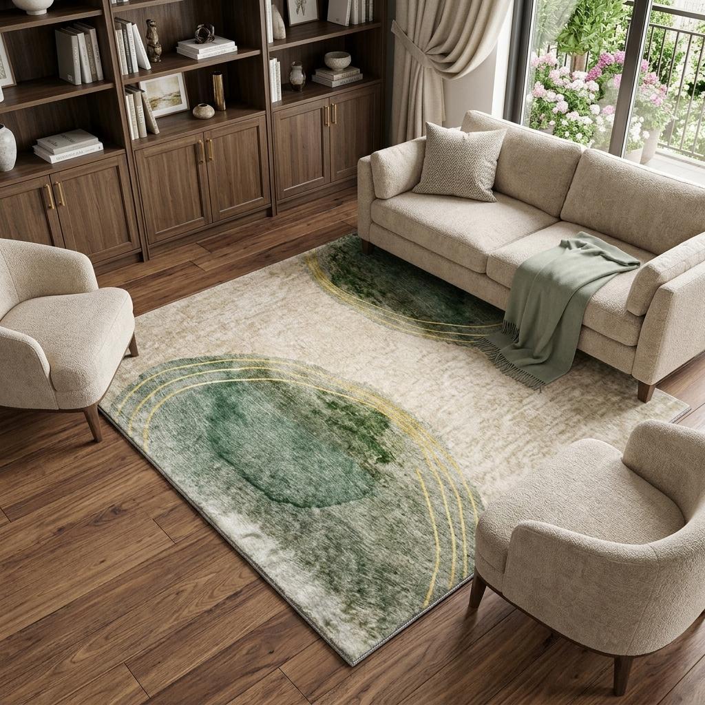 8' X 10' Beige And Copper Abstract Shag Washable Area Rug With UV Protection - HomeRoots - Flyclothing LLC