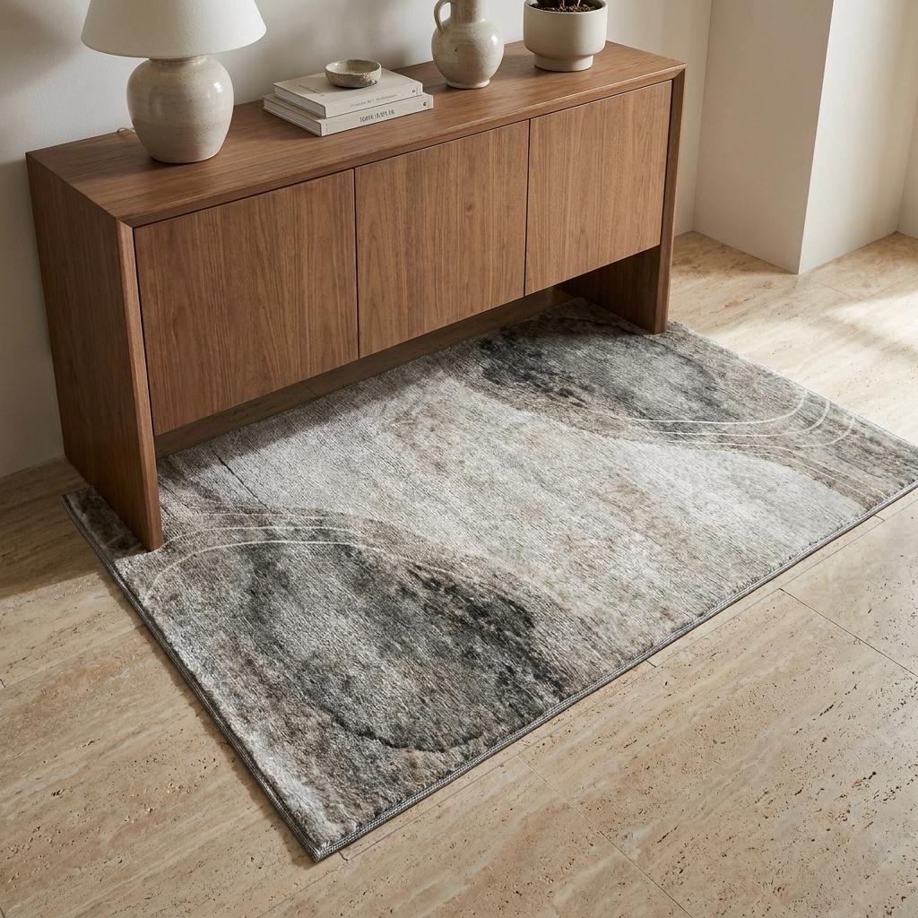 3' X 5' Gray And Silver Abstract Shag Washable Area Rug With UV Protection - HomeRoots - Flyclothing LLC