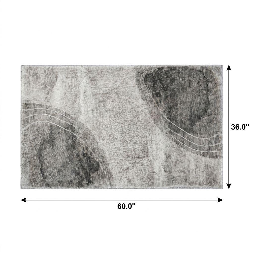 3' X 5' Gray And Silver Abstract Shag Washable Area Rug With UV Protection - HomeRoots - Flyclothing LLC