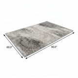 5' X 8' Gray And Silver Abstract Shag Washable Area Rug With UV Protection - HomeRoots - Flyclothing LLC