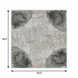 8' Gray And Silver Abstract Shag Washable Round Rug With UV Protection - HomeRoots - Flyclothing LLC