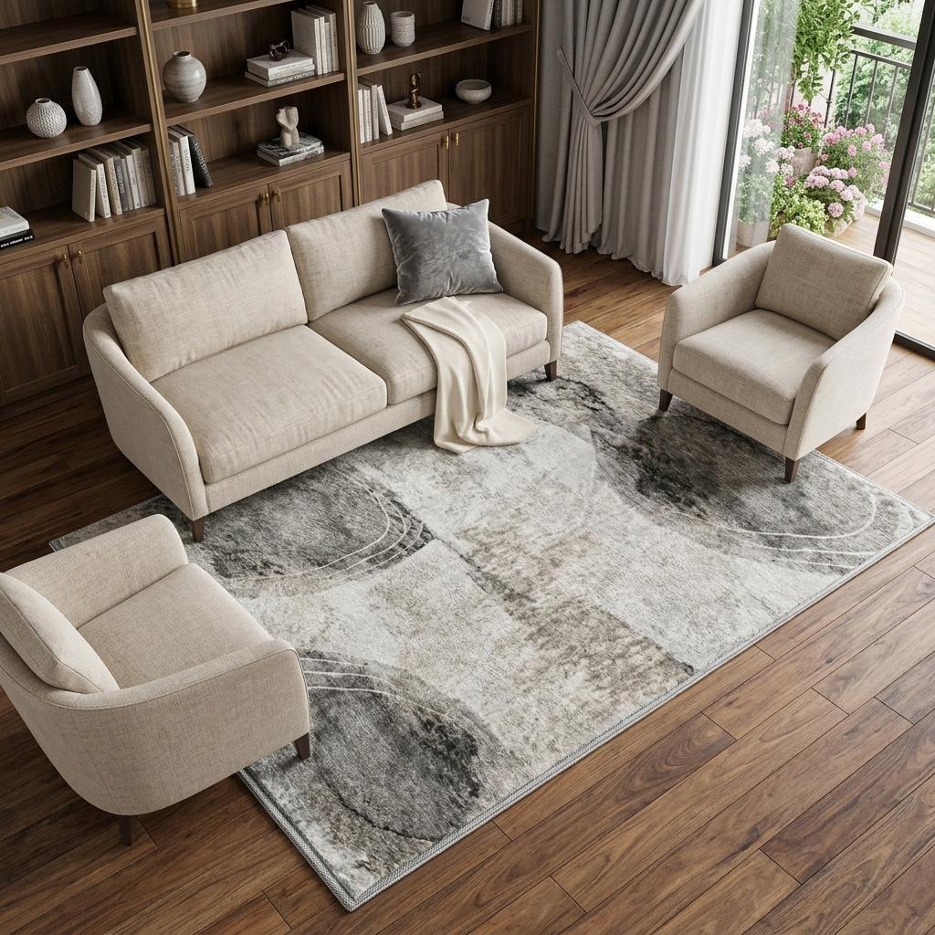 8' X 10' Gray And Silver Abstract Shag Washable Area Rug With UV Protection - HomeRoots - Flyclothing LLC