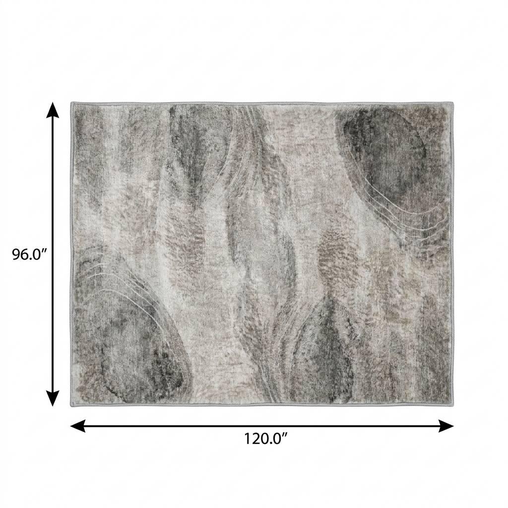 8' X 10' Gray And Silver Abstract Shag Washable Area Rug With UV Protection - HomeRoots - Flyclothing LLC