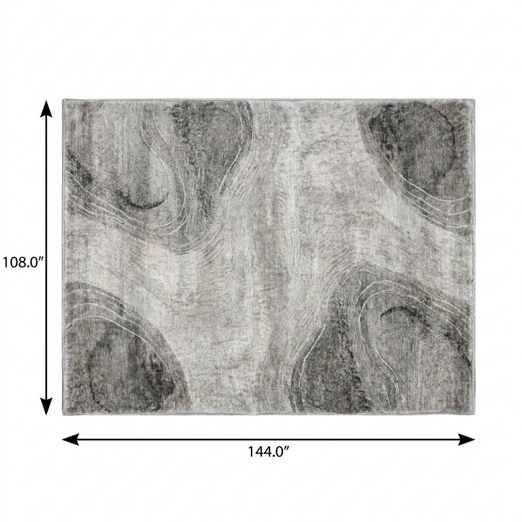 9' X 12' Gray And Silver Abstract Shag Washable Area Rug With UV Protection - HomeRoots - Flyclothing LLC
