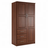 72" Coffee Solid Wood Two Door Three Drawer Combo Dresser - HomeRoots - Flyclothing LLC