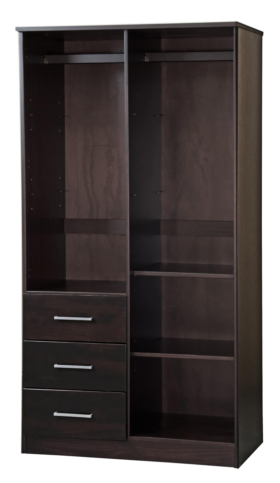72" Dark Brown Solid Wood Two Door Three Drawer Combo Dresser - HomeRoots - Flyclothing LLC