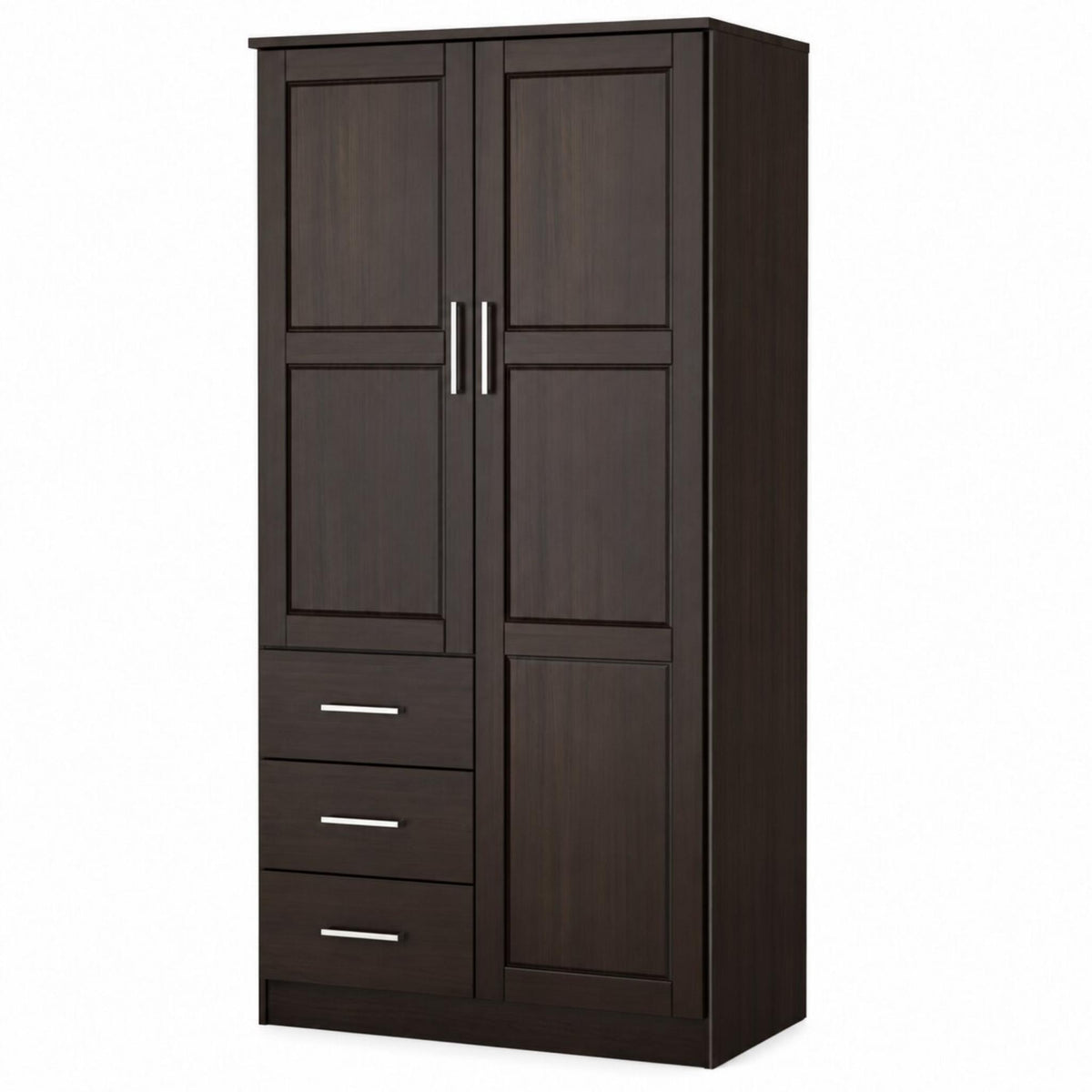 72" Dark Brown Solid Wood Two Door Three Drawer Combo Dresser - HomeRoots - Flyclothing LLC
