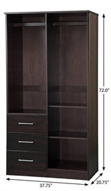 72" Dark Brown Solid Wood Two Door Three Drawer Combo Dresser - HomeRoots - Flyclothing LLC