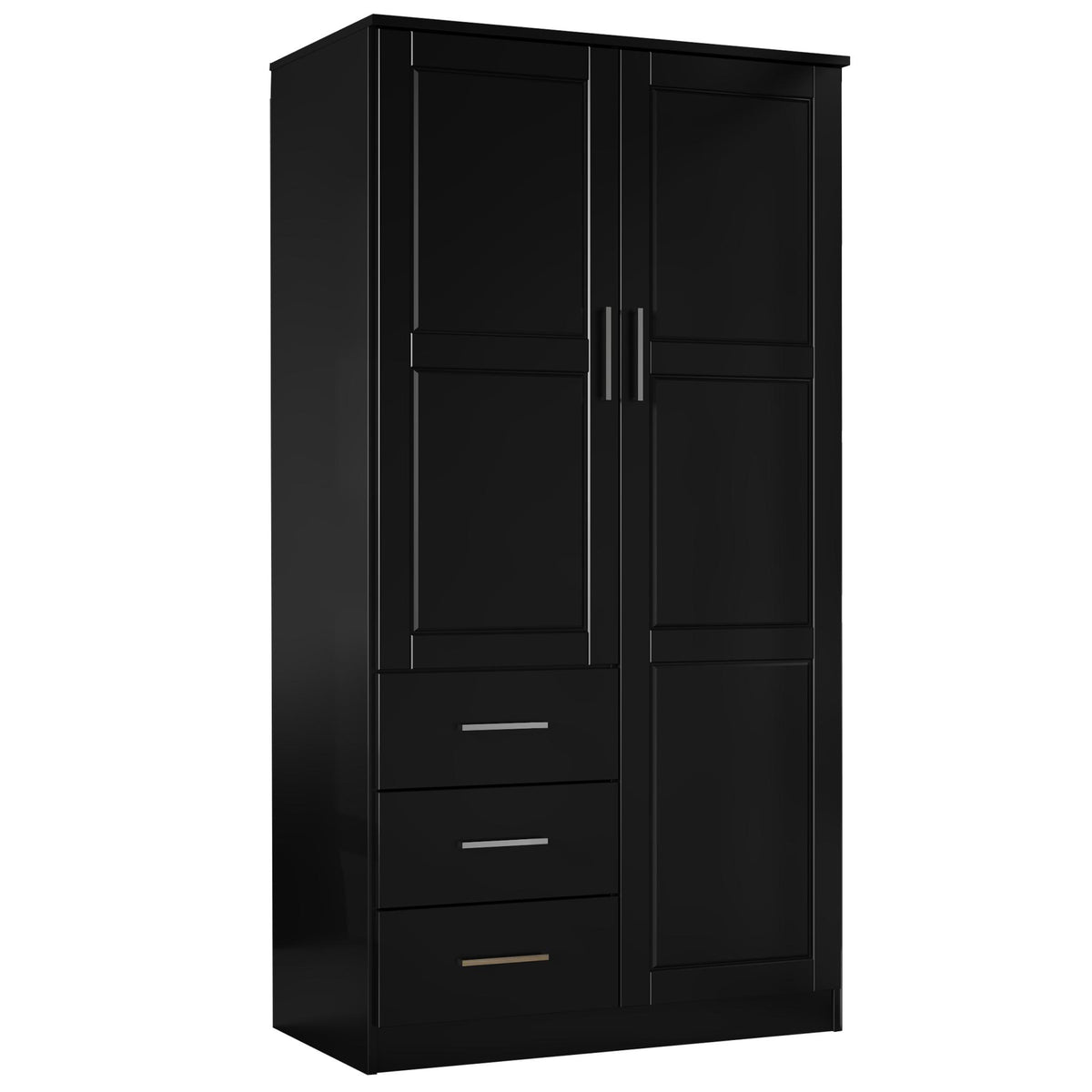 72" Black Solid Wood Two Door Three Drawer Combo Dresser - HomeRoots - Flyclothing LLC