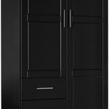 72" Black Solid Wood Two Door Three Drawer Combo Dresser - HomeRoots - Flyclothing LLC