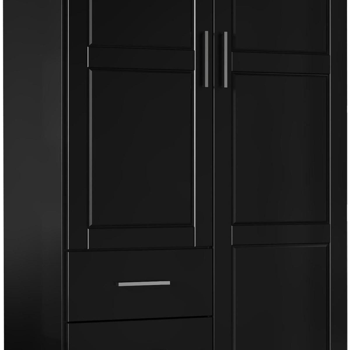 72" Black Solid Wood Two Door Three Drawer Combo Dresser - HomeRoots - Flyclothing LLC