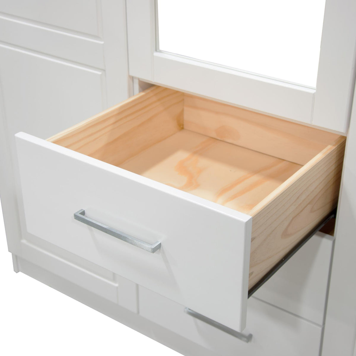 72" White Solid Wood Mirrored Two Door Three Drawer Combo Dresser - HomeRoots - Flyclothing LLC