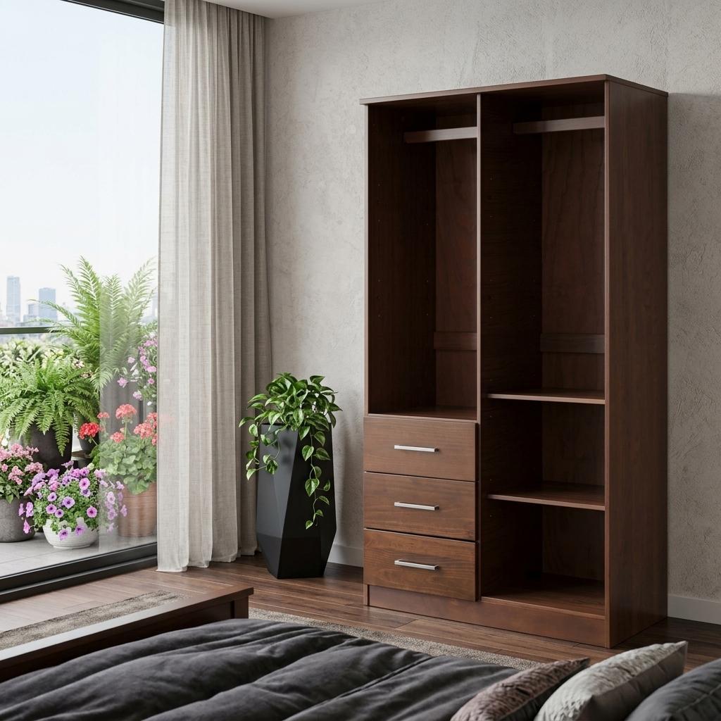 72" Coffee Solid Wood Mirrored Two Door Three Drawer Combo Dresser - HomeRoots - Flyclothing LLC