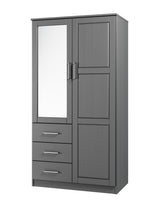 72" Gray Solid Wood Mirrored Two Door Three Drawer Combo Dresser - HomeRoots - Flyclothing LLC