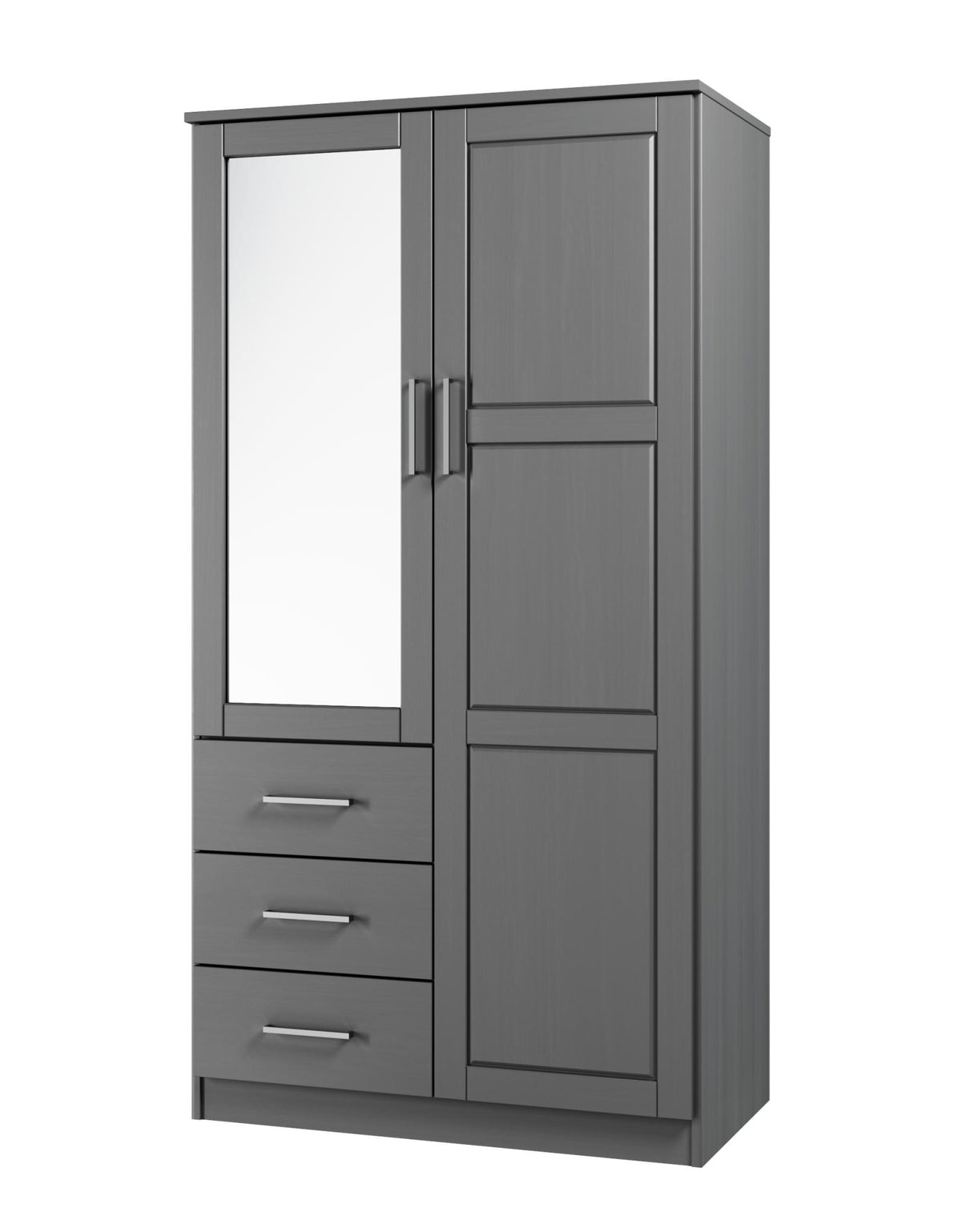 72" Gray Solid Wood Mirrored Two Door Three Drawer Combo Dresser - HomeRoots - Flyclothing LLC