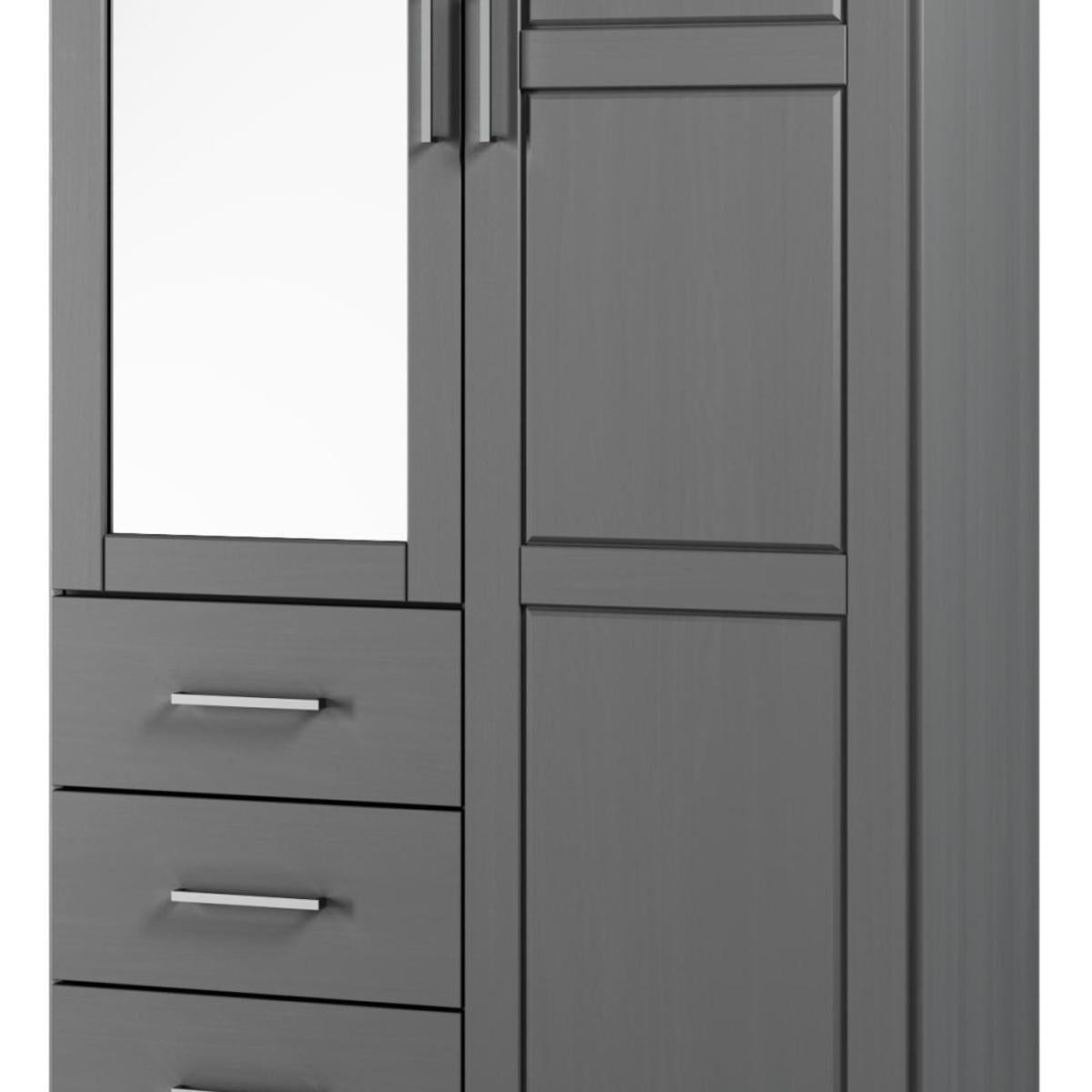 72" Gray Solid Wood Mirrored Two Door Three Drawer Combo Dresser - HomeRoots - Flyclothing LLC