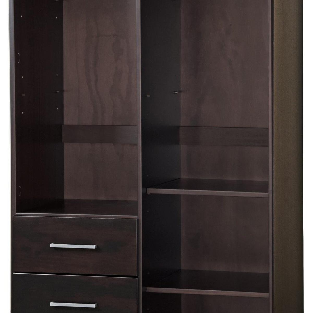 72" Dark Brown Solid Wood Mirrored Two Door Three Drawer Combo Dresser - HomeRoots - Flyclothing LLC