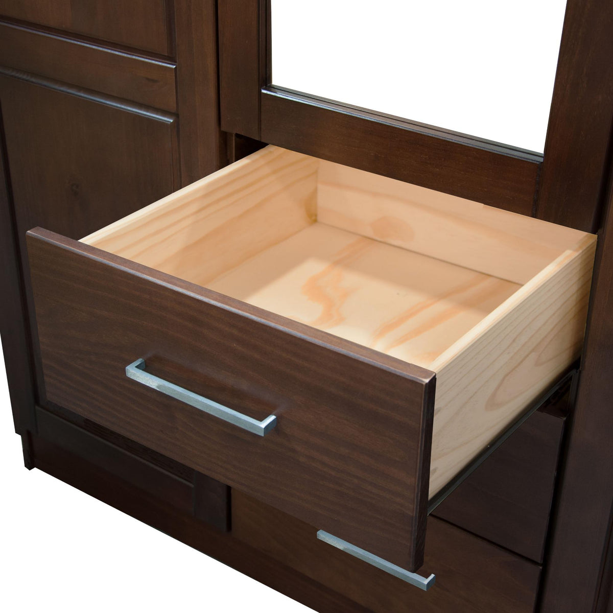 72" Dark Brown Solid Wood Mirrored Two Door Three Drawer Combo Dresser - HomeRoots - Flyclothing LLC