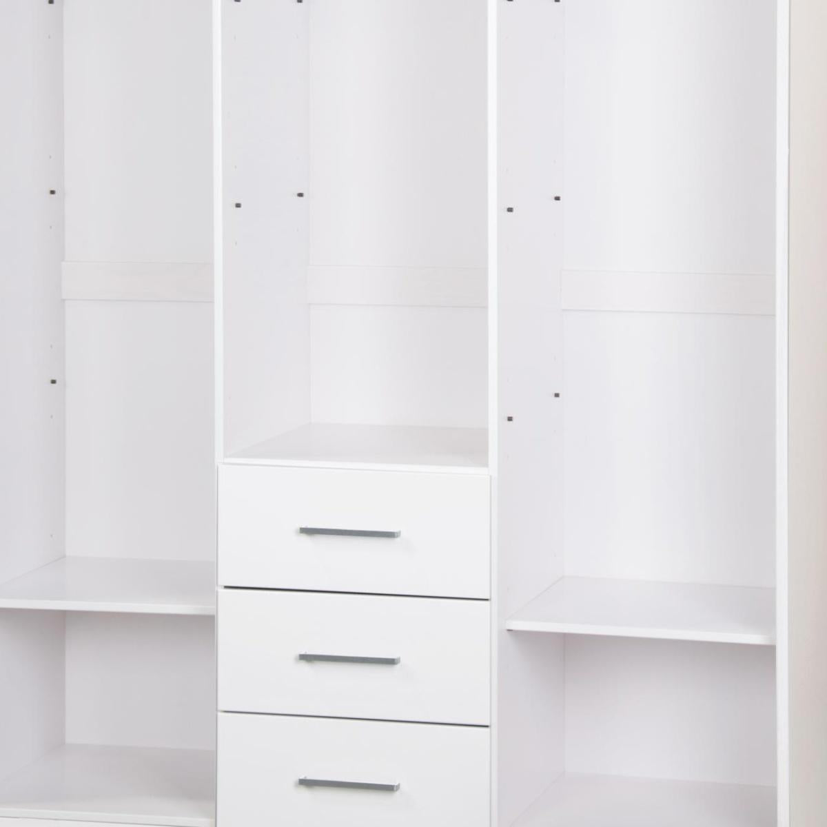 72" White Solid Wood Three Door Three Drawer Combo Dresser - HomeRoots - Flyclothing LLC