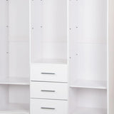 72" White Solid Wood Three Door Three Drawer Combo Dresser - HomeRoots - Flyclothing LLC