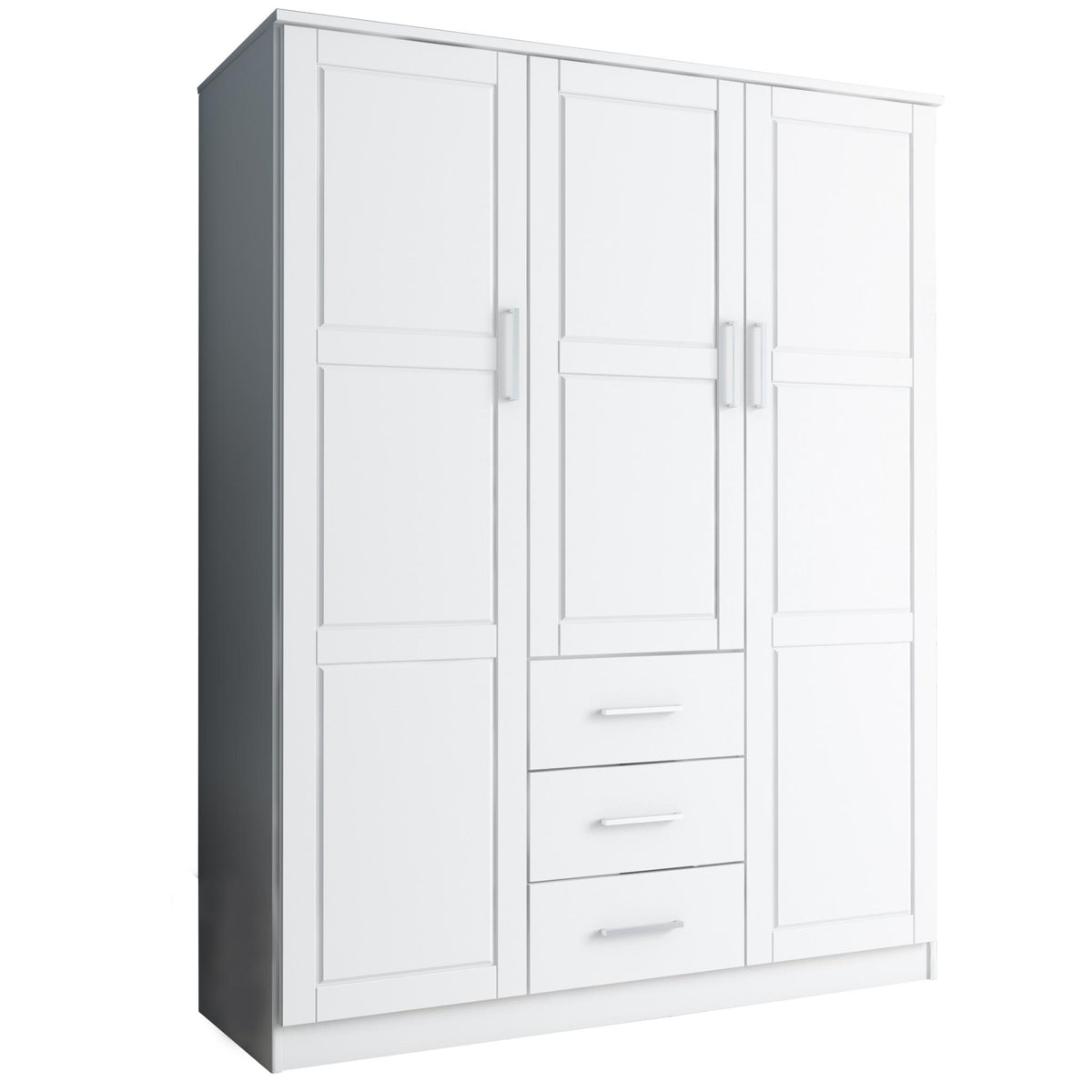 72" White Solid Wood Three Door Three Drawer Combo Dresser - HomeRoots - Flyclothing LLC