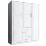 72" White Solid Wood Three Door Three Drawer Combo Dresser - HomeRoots - Flyclothing LLC