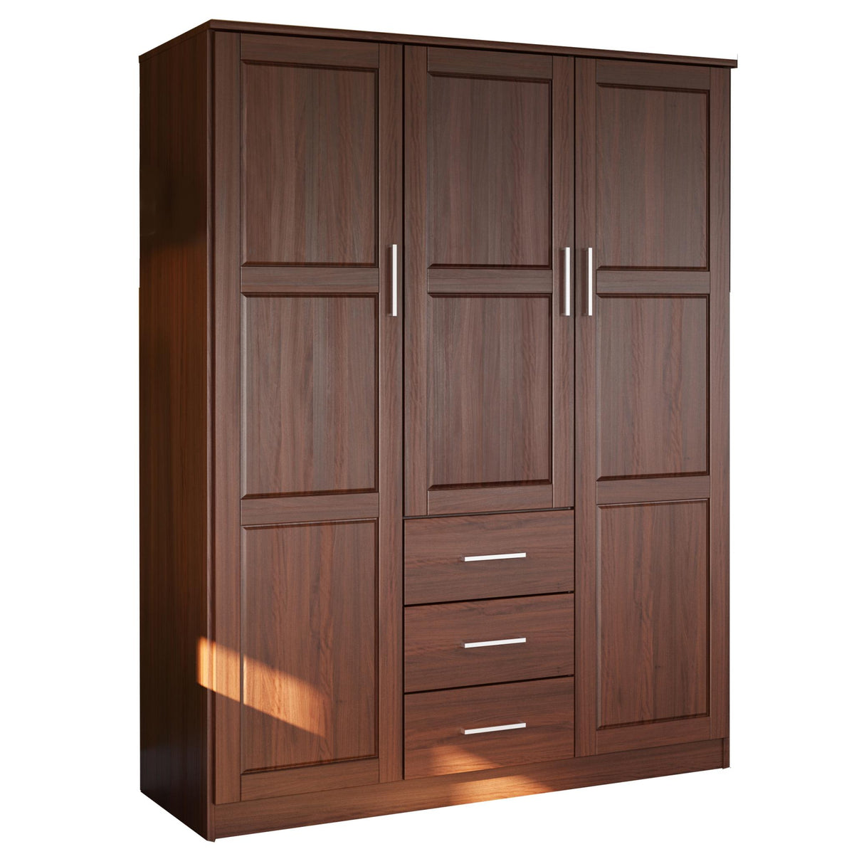 72" Coffee Solid Wood Three Door Three Drawer Combo Dresser - HomeRoots - Flyclothing LLC