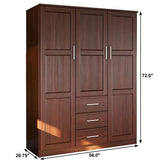 72" Coffee Solid Wood Three Door Three Drawer Combo Dresser - HomeRoots - Flyclothing LLC