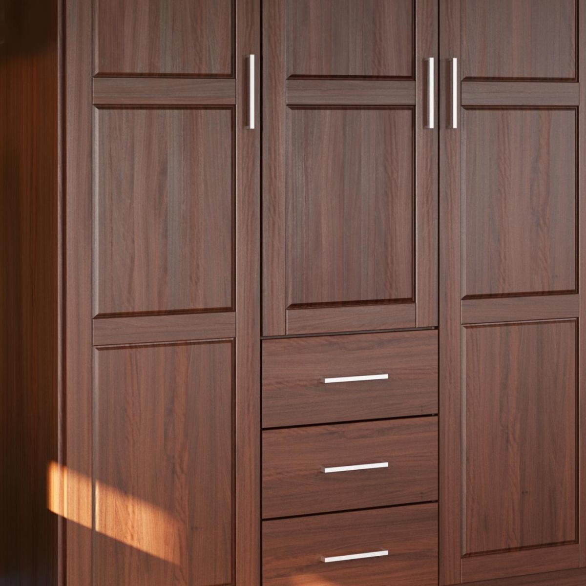 72" Coffee Solid Wood Three Door Three Drawer Combo Dresser - HomeRoots - Flyclothing LLC
