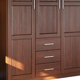 72" Coffee Solid Wood Three Door Three Drawer Combo Dresser - HomeRoots - Flyclothing LLC