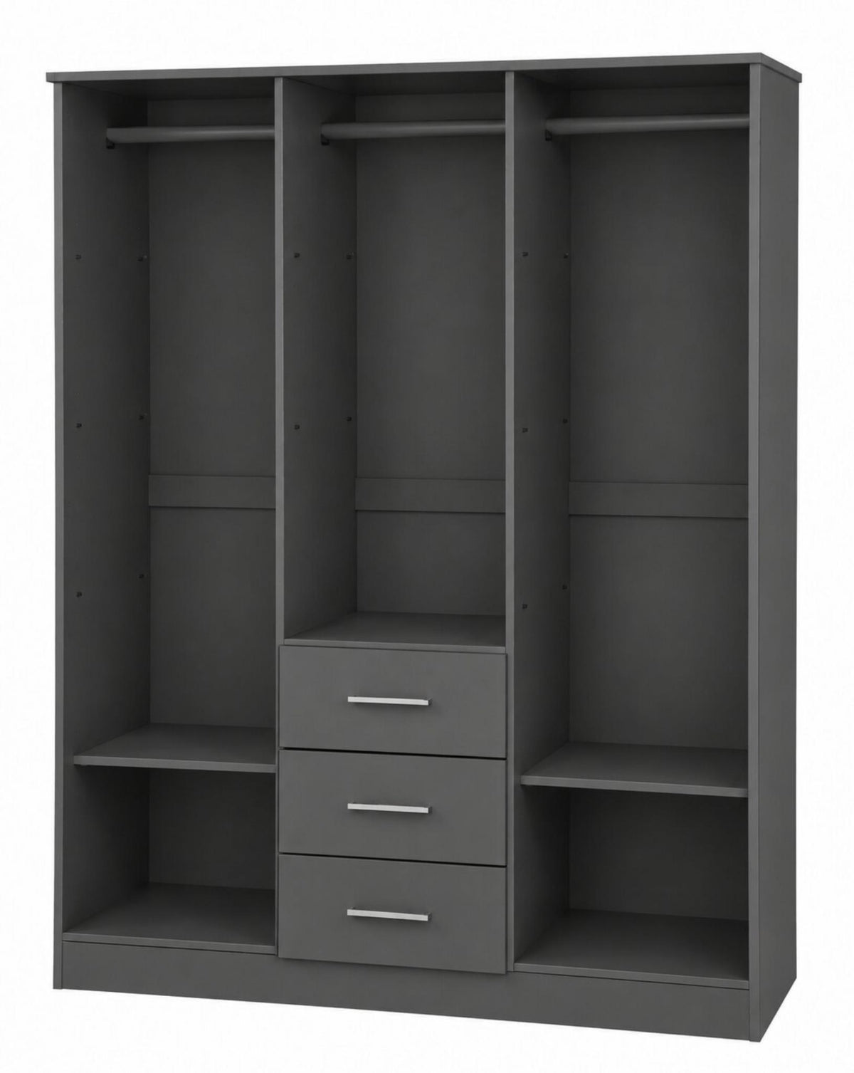 72" Gray Solid Wood Three Door Three Drawer Combo Dresser - HomeRoots - Flyclothing LLC