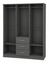 72" Gray Solid Wood Three Door Three Drawer Combo Dresser - HomeRoots - Flyclothing LLC