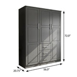 72" Gray Solid Wood Three Door Three Drawer Combo Dresser - HomeRoots - Flyclothing LLC