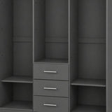 72" Gray Solid Wood Three Door Three Drawer Combo Dresser - HomeRoots - Flyclothing LLC