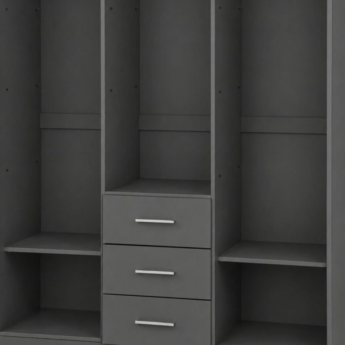 72" Gray Solid Wood Three Door Three Drawer Combo Dresser - HomeRoots - Flyclothing LLC