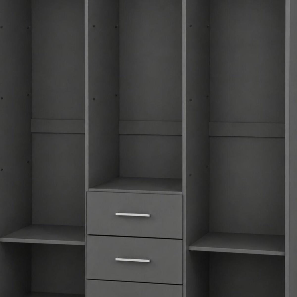 72" Gray Solid Wood Three Door Three Drawer Combo Dresser - HomeRoots - Flyclothing LLC