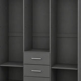 72" Gray Solid Wood Three Door Three Drawer Combo Dresser - HomeRoots - Flyclothing LLC